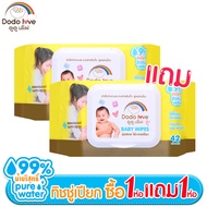 1ห่อแถม1ห่อ ขนาด 42 แผ่น  DODOLOVE  Baby Wipes ผ้าเช็ดทำความสะอาดสำหรับเด็ก (สูตรอ่อนโยน นุ่มสบาย ไม่ระคายเคือง ทิชชู่เปียก ผ้าเปียก)