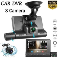 4in Car Dvr Dash Cam For Cars 3 Lens Video Recorder Carplay Dvr Mirror Black Box Ips 1080p Hd Touch 