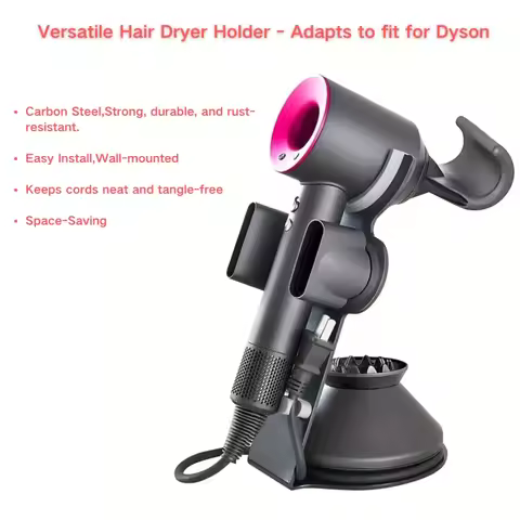 Hair Dryer Holder for Dyson Supersonic Wall-Mounted Stand with Cable Organizer Bathroom Storage Rack