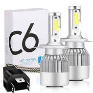 หลอดไฟหน้ารถยนต์ 100% LED C6 H4  หลอดไฟหน้ารถยนต์ ไฟหน้า LED C6 H4 36w*2 3600lm*2. ของแท้