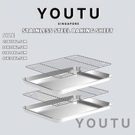 Stainless Steel Oven Baking Tray Removable Cooling Rack Set Plate BBQ Tray Pan Dish Grill Mesh Kitch