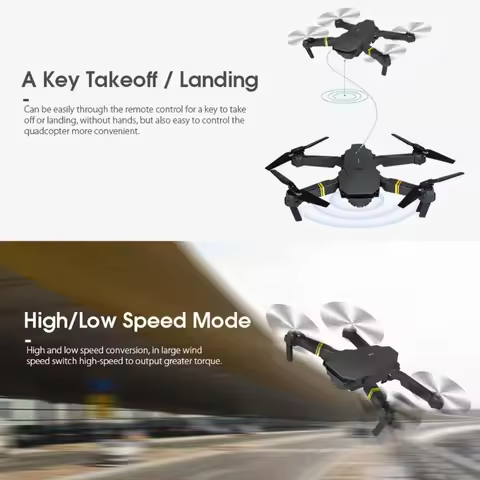 4K Eachine E58 Drone WIFI FPV with Wide Angle Camera Hold Mode Foldable Arm RC Quadcopter Pro RTF Dr