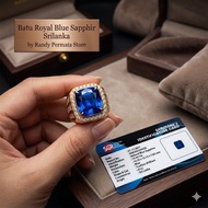 Blue Saffire Ceylon Chusion Octagon Full Ds Rise Clean Clean Zircon SprinkleRing + Memo SGR Lab