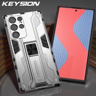 KEYSION เคสเกราะกันกระแทกสำหรับ Samsung S23อัลตร้า S22บวกขาตั้งโทรศัพท์ S21เคส Galaxy S21เป็นพิเศษ +