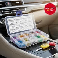 Pack of 100 Micro Fuse Blades with Clip for Automotive Use, 3A to 30A AMP