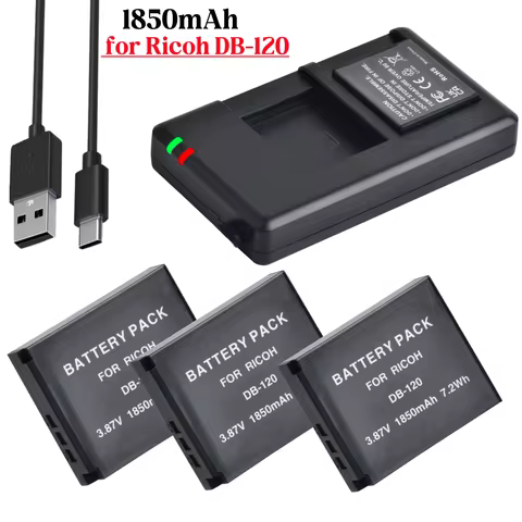 1850mAh DB-120 DB120 DB 120 Replacement Battery+Dual Charger Box for Ricoh GR IV GRIV GR4 Camera DB-