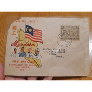 Vintage Setem Koleksi 31st August 1957 Merdeka FDC Private Cover Federation Of Malaya