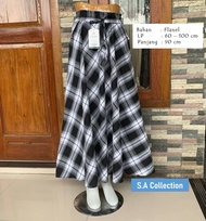 ROK PAYUNG KOTAK FLANEL/ ROK PAYUNG/ ROK MOTIF/ ROK LEBAR/ FASHION WANITA/ ROK UMBRELLA/ MAXI SKIRT