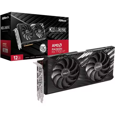 Dual Fan Graphics Card AMD Radeon RX 7700 XT Challenger 12GB GDDR6 192-bit 0dB Silent Cooling 7680 x