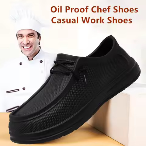 Men's Kitchen Working Shoes Non-slip Waterproof Chef Shoes Fashion Men Casual Work Shoes Outdoor Wat