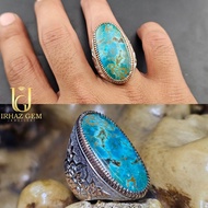 Iranian Turquoise Ring | Cincin Firus iran | 925 Silver Hand Made | Ottoman Design