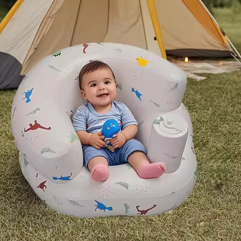 Babies 6-36 Months Inflatable Baby Seat Sofa,Built in Air Pump Children Baby Sofa,Bumbo Seat for Lea