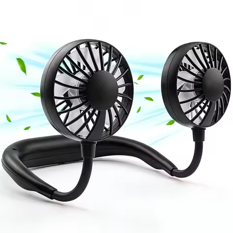USB Portable Fan Cold Fan Hands Free Neck Fan Hanging Rechargeable Mini Sports Fan 3-Speed Adjustabl