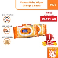[RM 11.691 AFTER SHOPEE COIN REBATE] Pureen Baby Wipes Orange 100s*2