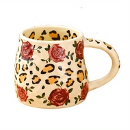 1pc 350ml Handmade Ceramic Mug with Unique Floral Designs – Perfect for Tea Coffee Milk Juice – Deco