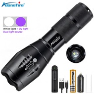 Alonefire E17 T6+395NM Dual LED UV Light Source Flashlight For Black Fluorescent Agent Detecting Tor