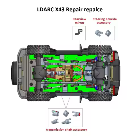LDARC X43 off road repair replace accessories steering knuckle transmission shaft part axle cover