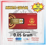 MicroGram 0.05 Gram Logam Mulia Emas Mini 24 Karat