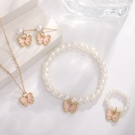 5 Piece Jewellery Set Pearl Butterfly Jewellery Set Women's Everyday & Wedding Party Jewellery