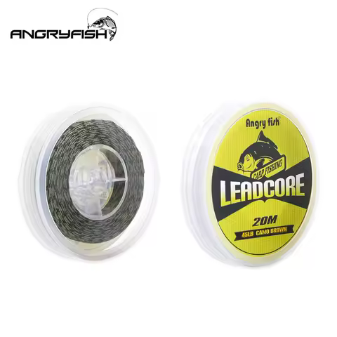 ANGRYFISH Lead Core Carp Fishing Line 25Lb 35Lb 45Lb 60Lb 20Meters for Carp Rig Making Sinking Braid