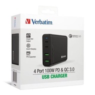 🟡行貨🟡Verbatim 4 Port PD &amp; QC 3.0 100W USB充電器 66402