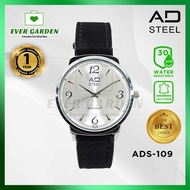 Evergarden AD-STEEL AD109 Women Watch Analogue Classic Synthetic Leather Strap Watch :Black Silver