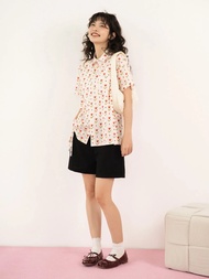 Áo sơ mi thô hoa nhí cổ sen dây rút Gardenia Shirt - ufo.thebasic