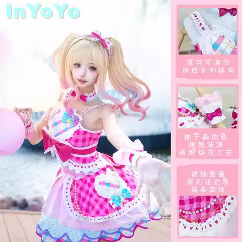 [STOCK] InYoYo Nijino Yume Cosplay Costume Aikatsu Series Lovely Lolita Dress Uniform Women Hallowee