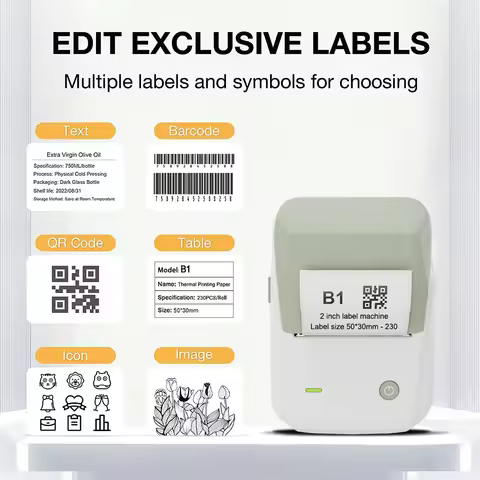 Niimbot B1 Label Printer Portable Handheld Thermal Printer Mini Barcode QR Code Sticker Paper