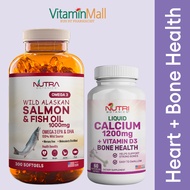 [BUNDLE DEAL] NB Omega 3 Fish Oil 1000mg 300s + NB Liquid Calcium 1200mg + Vitamin D3 60s - Bone