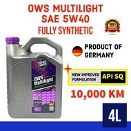 【100% ORIGINAL】OWS MULTILIGHT SAE 5W40 FULLY SINTETIK (4L) MINYAK HITAM API SQ (BUATAN GERMANY) ENGI