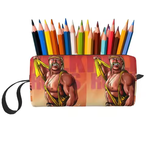 Hulk Hogan Hulkamania Pencil Case for Boy Girl Pen Box Pencil Bag Stationery Supplies Women Organize