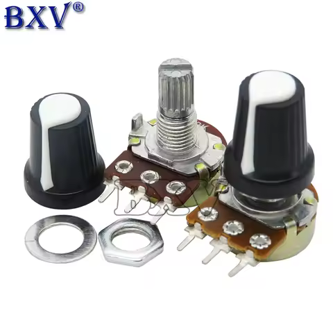 5 Sets WH148 1K 10K 20K 50K 100K 500K Ohm 15mm 3 Pin Linear Taper Rotary Potentiometer Resistor For 