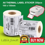 A6 Waybill Thermal Sticker Shipping Label 100*150mm (350pcs/roll)