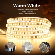 AC 220V แถบไฟ LED 2835SMD 120 Led/ เมตรโคมไฟกลางแจ้งแบบยืดหยุ่นเทป LED กันน้ำพร้อมปลั๊กไฟ EU