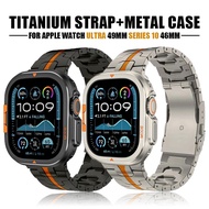 Titanium Strap+Metal Case for IWatch Ultra1/2/3 49mm Luxury Bracelet Hard Frame Protect Cover for iW