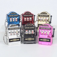 Fruit Slot Machine Keychain Lucky Charm Jackpot Keychains Mini Casino Pendant Bag Charm Novelty Gift