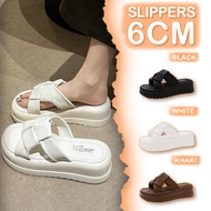 4CM PU Thick Soled For Women Slippers Soft Wear Resistant One Word Slipper Fashionable Beach Sandals