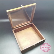 Wooden glass top box Size 25x25x8cm storage