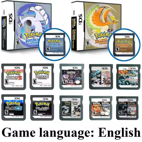 DS Game Cartridge Pocket Monster Black White Black2 White2 Multi‑in‑1 Game Card for DS 3DS 2DS XL Re