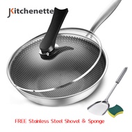 Jkitchenette x Germany Sasite 316 Honey Comb Stainless Steel Non-Stick Frying Wok 32cm Sikat Madu Ke