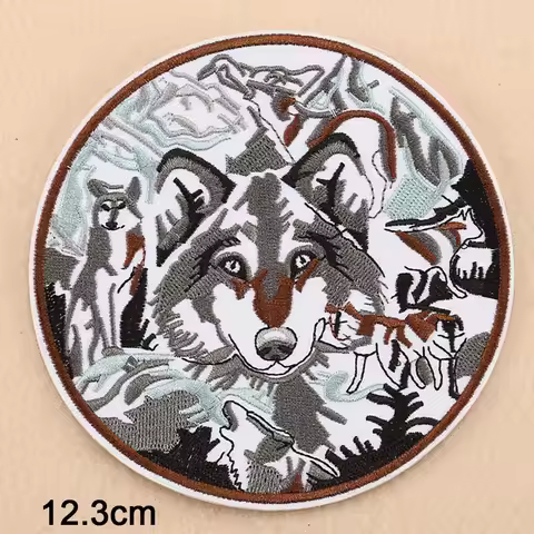 Big Size Alpha Wolf King Animal Iron On Embroidered Clothes Patches For Clothing Stickers Garment Wh
