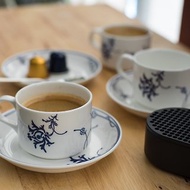 青花骨瓷精巧咖啡杯盤組