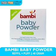 BAMBI BABY POWDER COMPACT REFILL + PUFF 40gr || BAMBI COMPACT POWDER REFILL