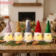 KANGNAN Christmas Gnome Figurine, Fabric Sequin Pointed Hat Lighted Gnome Decoration,  Freestanding 