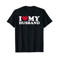 "I Love My Husband" T-Shirt "I-Heart-My-Husband" Men's Fashion Hubby Husband Gift Short-Sleeved Shir