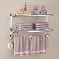 DDS-DUDES 3-Tier Towel Racks for Bathroom with Towel Bars Multilayer Hotel Bath Towel Shelf Stainles