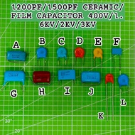 1200PF/1500PF CERAMIC/FILM CAPACITOR 400V/1.6KV/2KV/3KV