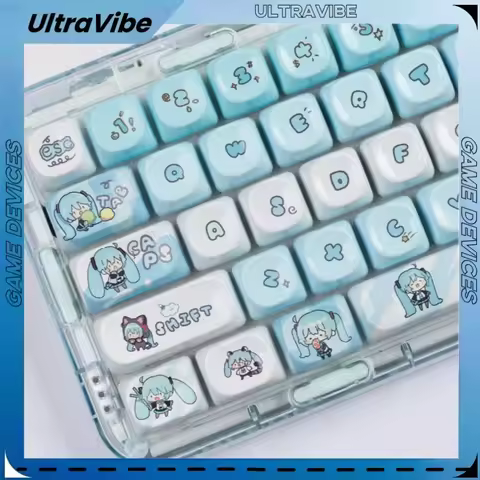 130keys Miku Ceramic Keycaps Moa Height Pbt Personalized Customization Anime Theme Mechanical Keyboa