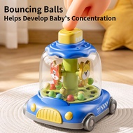 Press & Go Bouncing Taxi Ball Toy for Toddlers 1-3, Rotating Car, Hand-Eye Coordination, Motor Skill